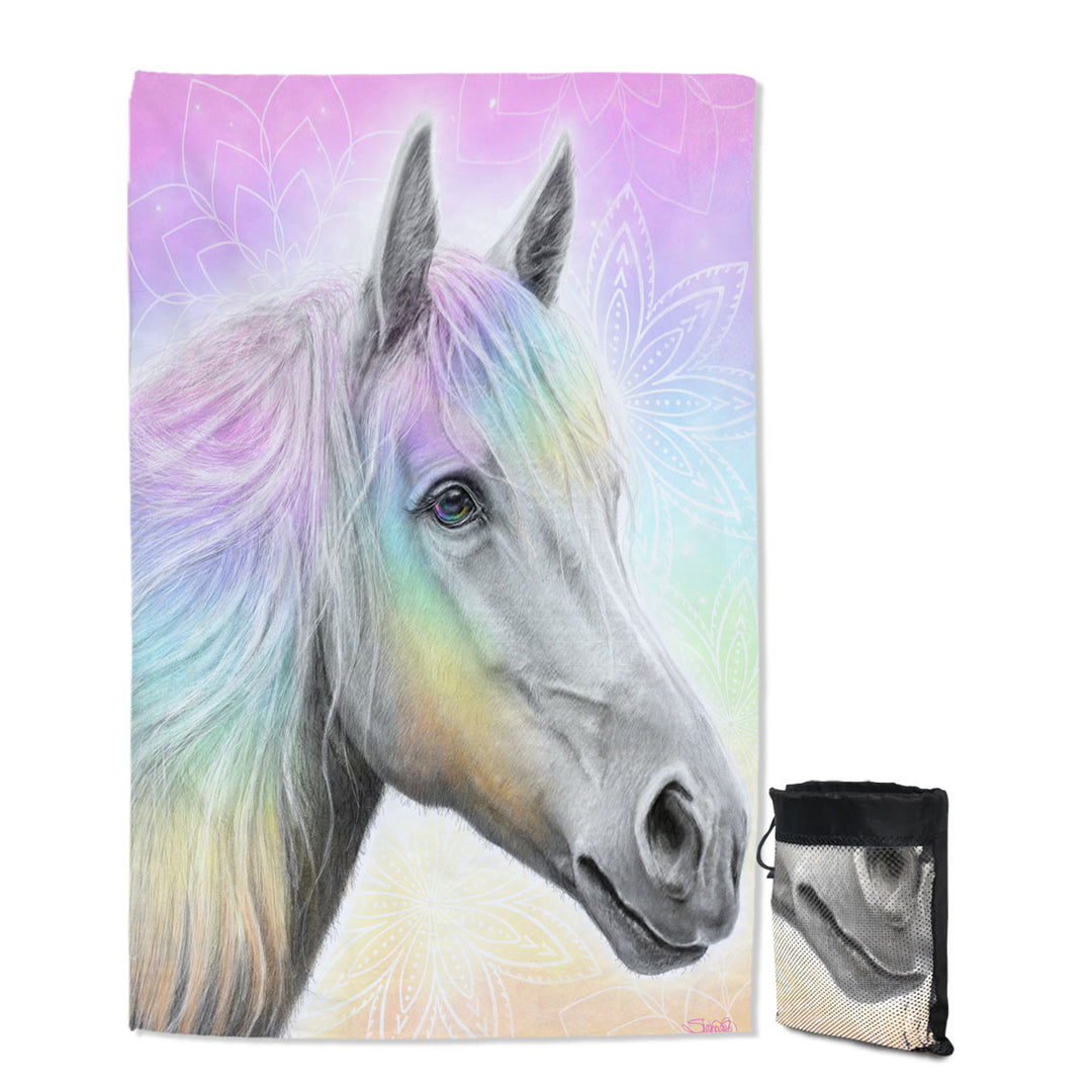 Pastel Dream Horse Lightweight Quick Dry Beach Towel