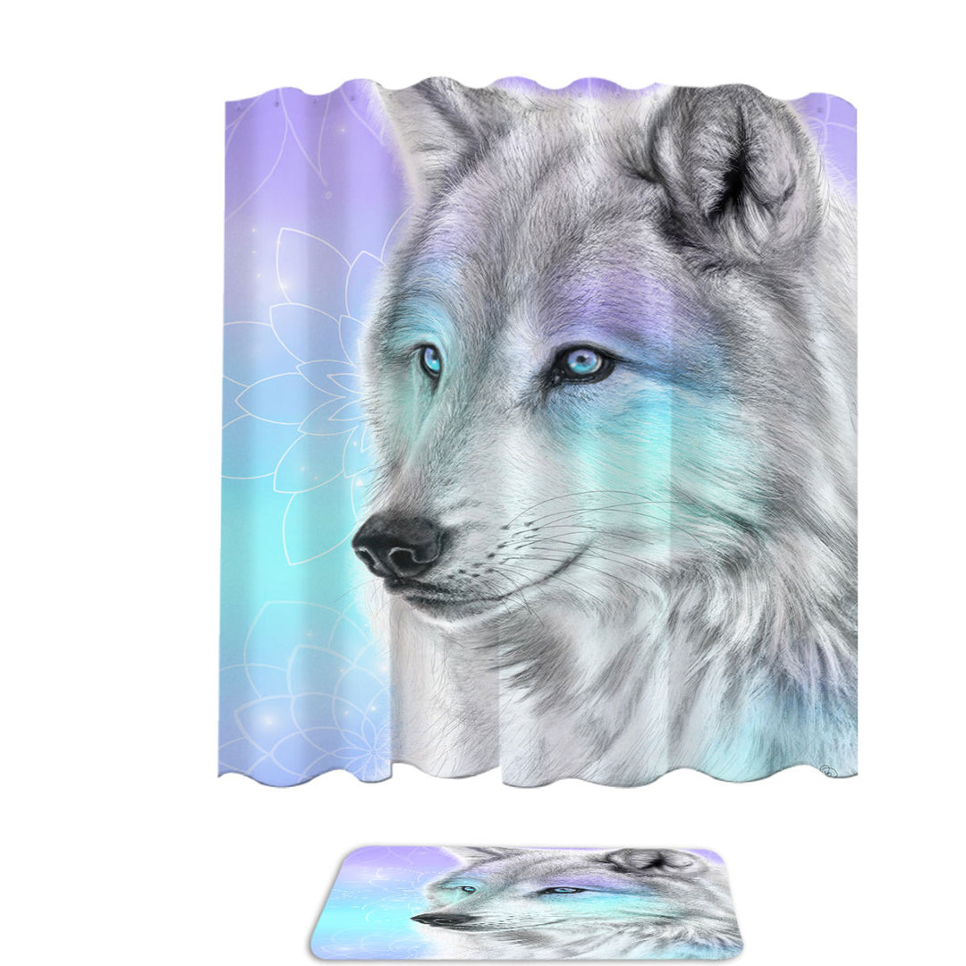 Pastel Dream Wolf Shower Curtains