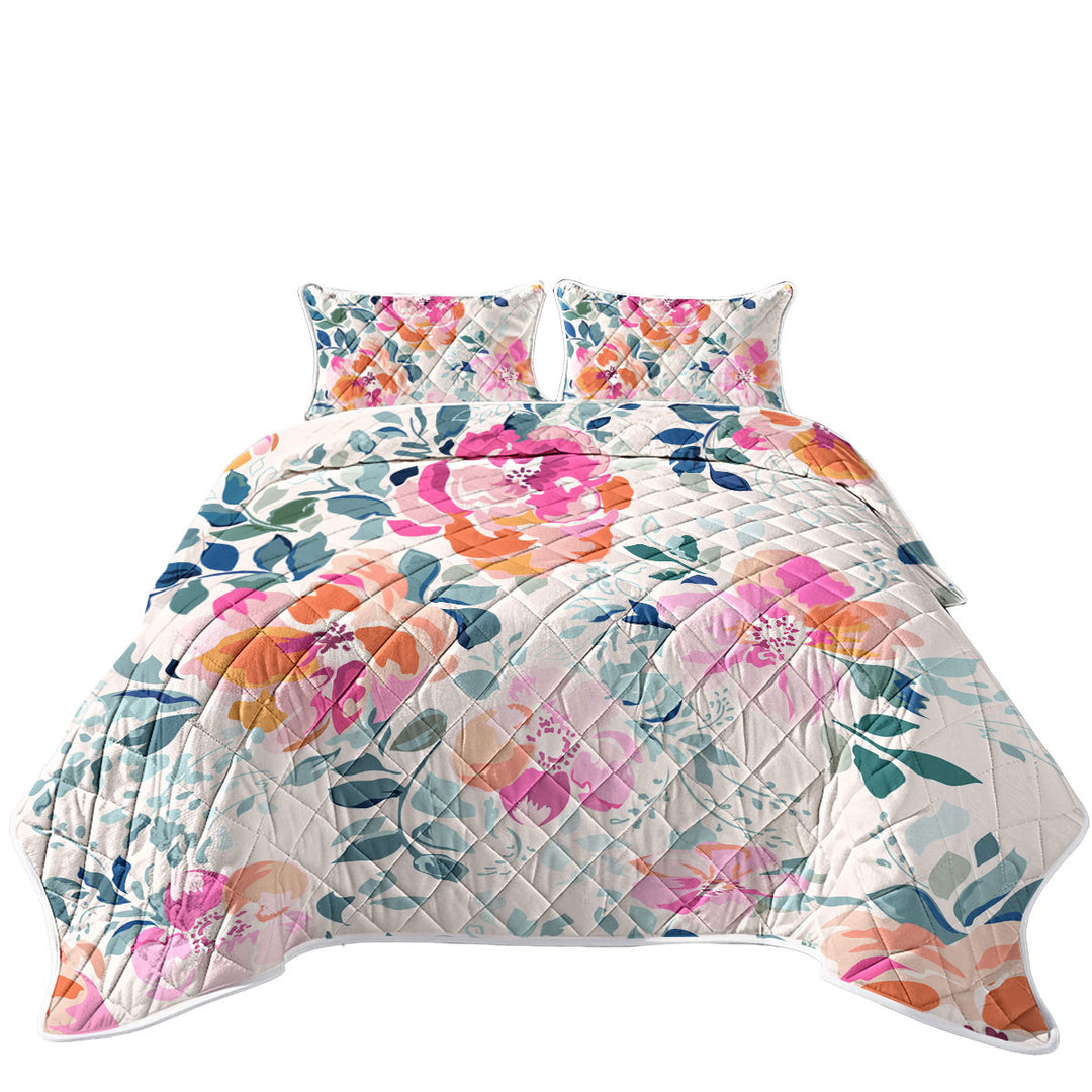 Pastel Flowers King Size Quilt