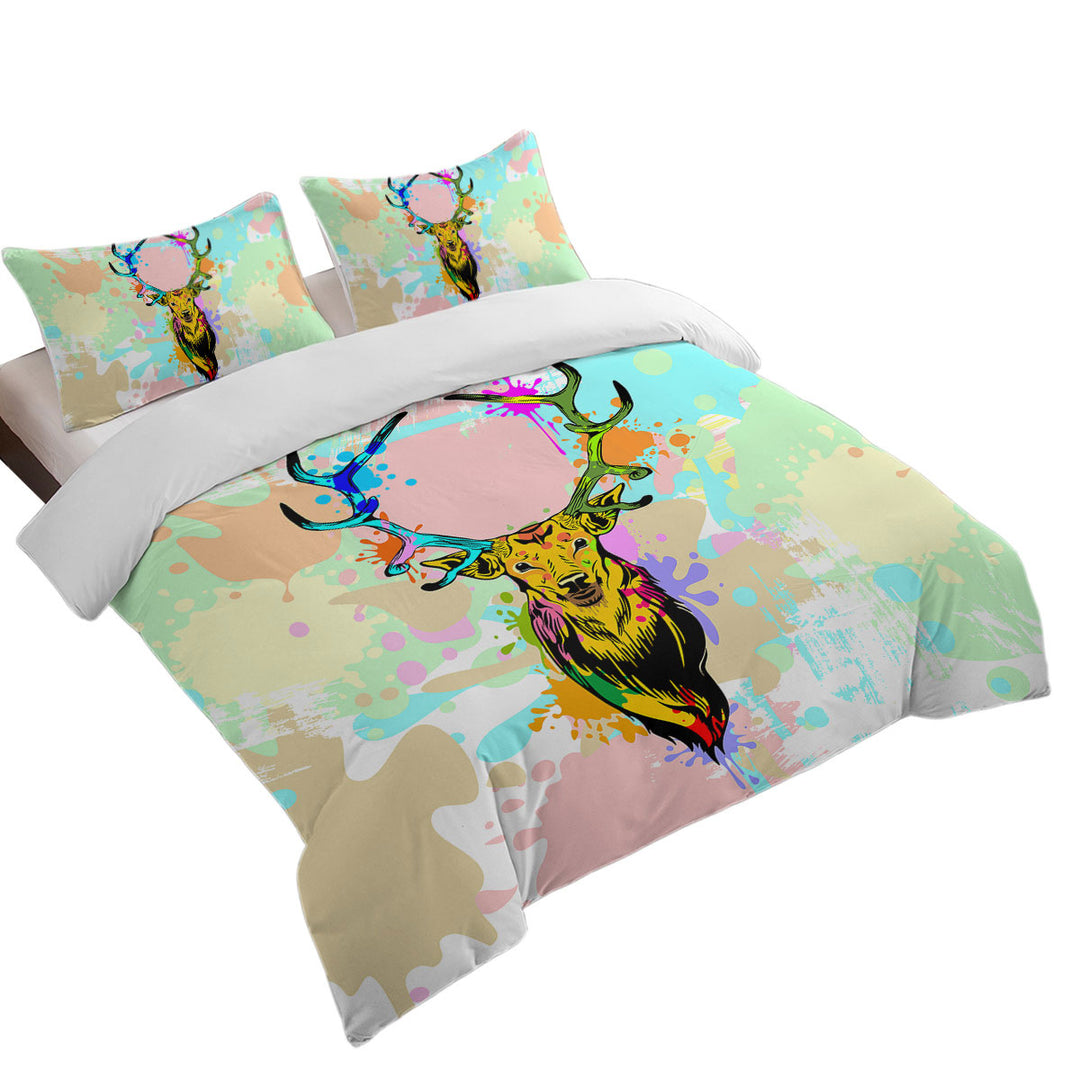 Pastel Paint Splashes Deer Best Duvet Covers