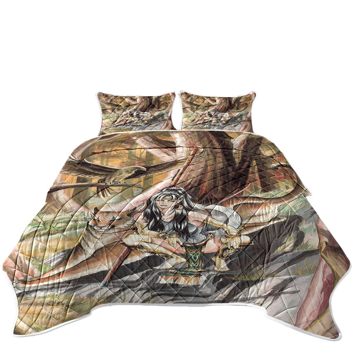 Paths of Autumn Woman Warrior and Puma Quilt