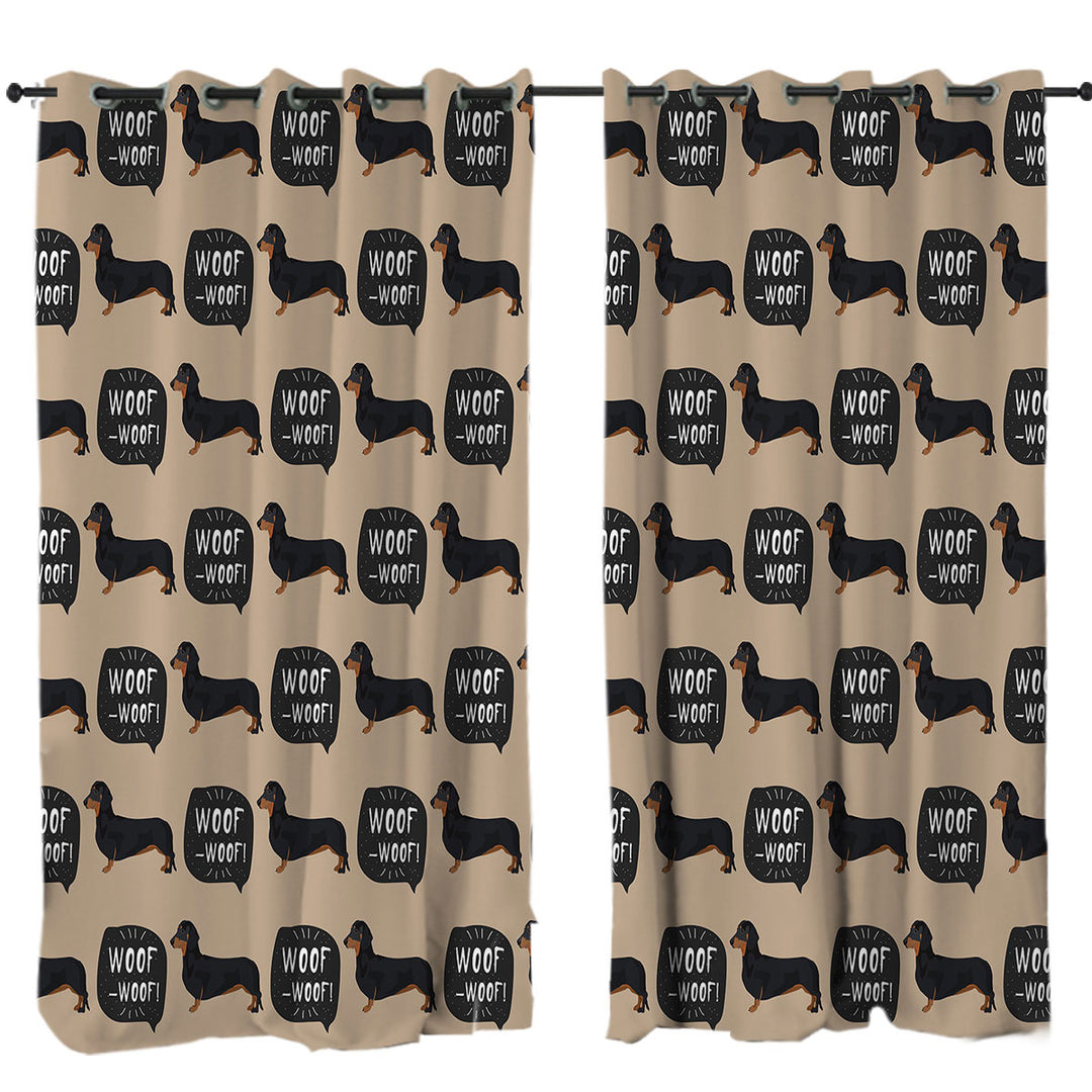 Pattern of Cute Black Dachshund Curtain