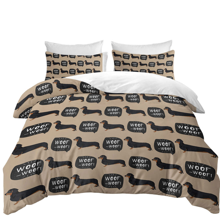 Pattern of Cute Black Dachshund Duvet Cover Queen
