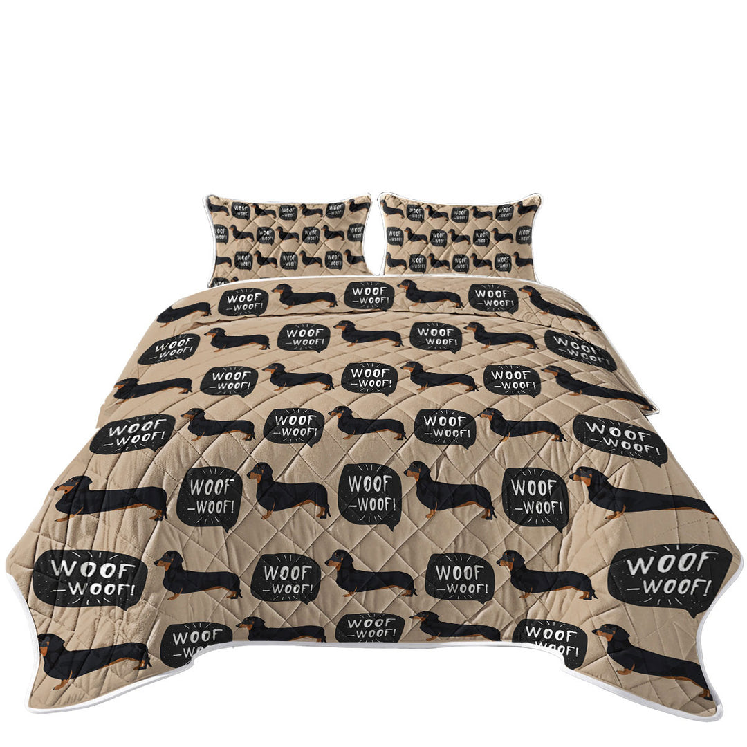 Pattern of Cute Black Dachshund Quilt