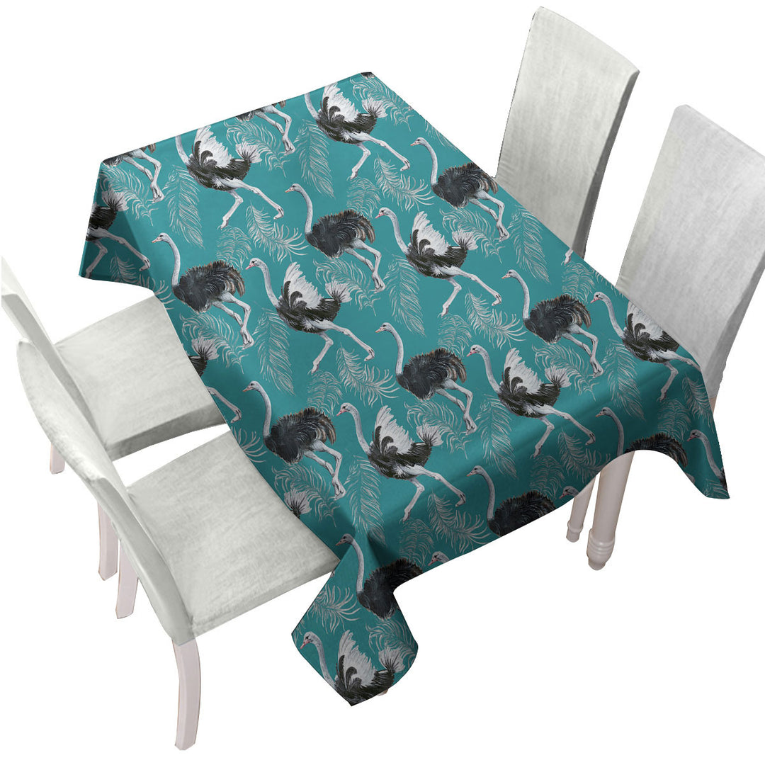 Pattern of Feathers and Ostrich Tablecloth