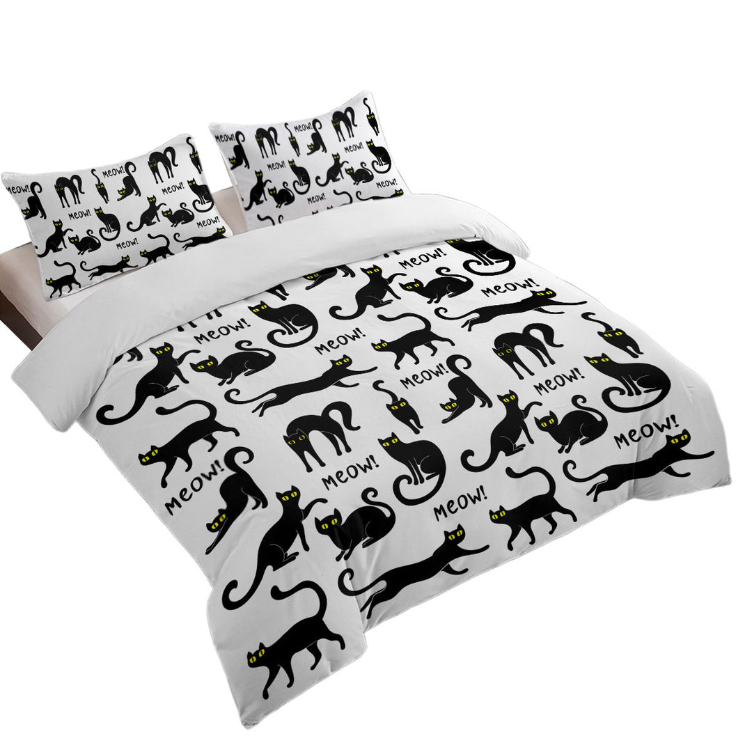 Pattern of Yellow Eyes Black Cats Duvet Cover