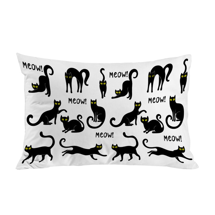 Pattern of Yellow Eyes Black Cats Pillow Cases