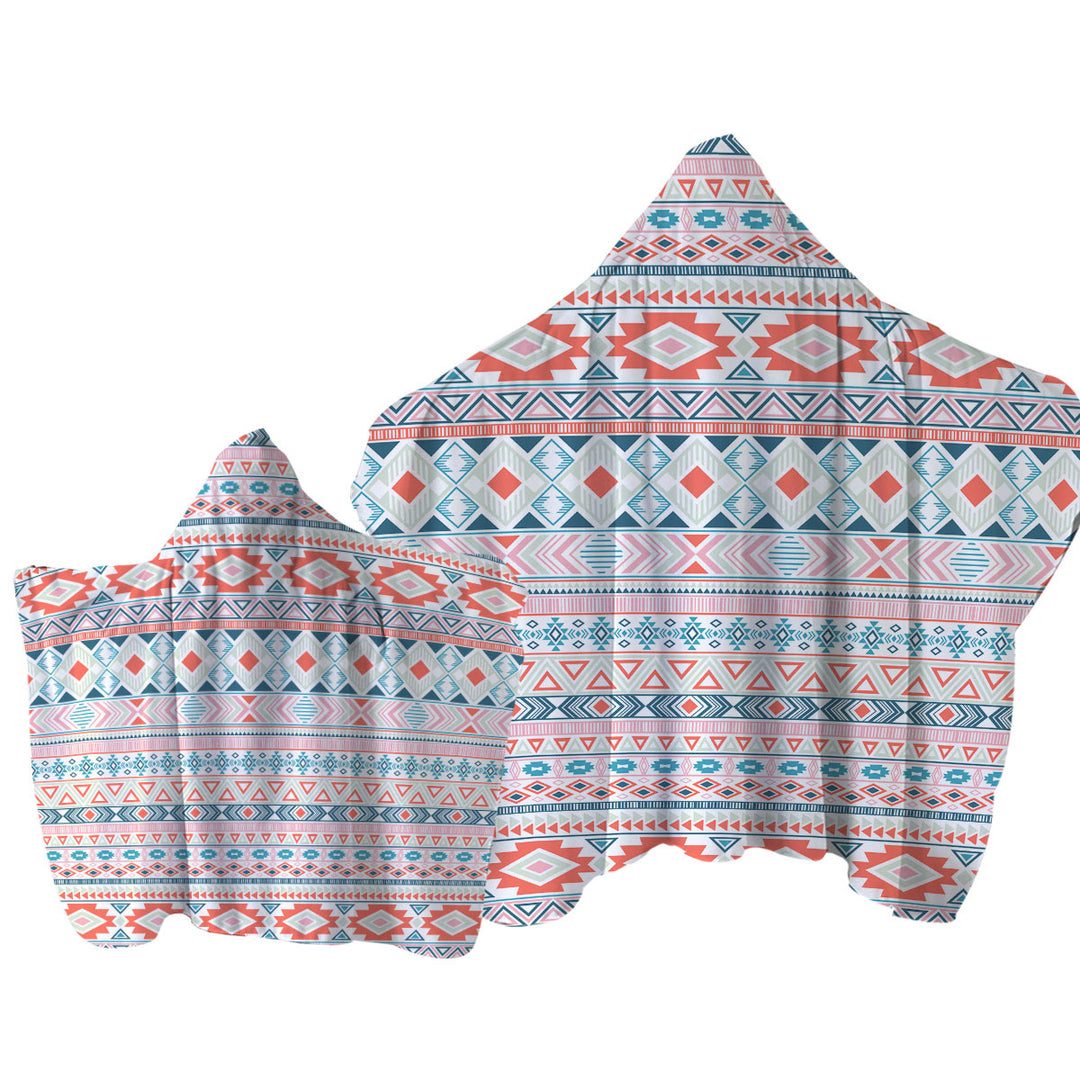 Peach Hues Aztec Stripes Towel with Hood