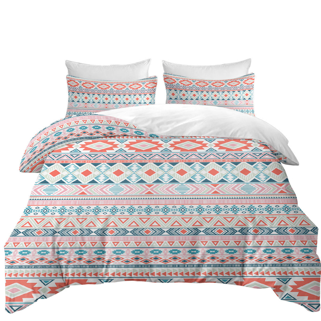 Peach Hues Aztec Stripes full Size Duvet Cover