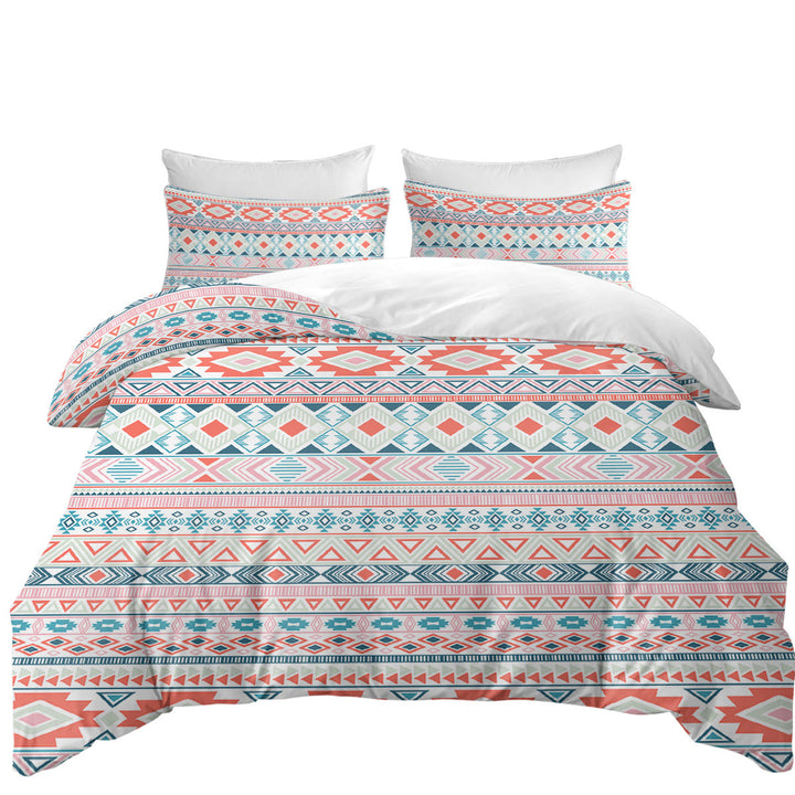 Peach Hues Aztec Stripes full Size Duvet Cover