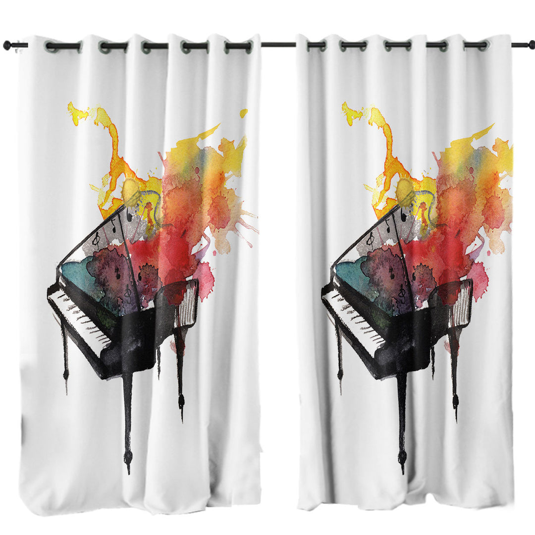 Piano on Fire Art Curtain