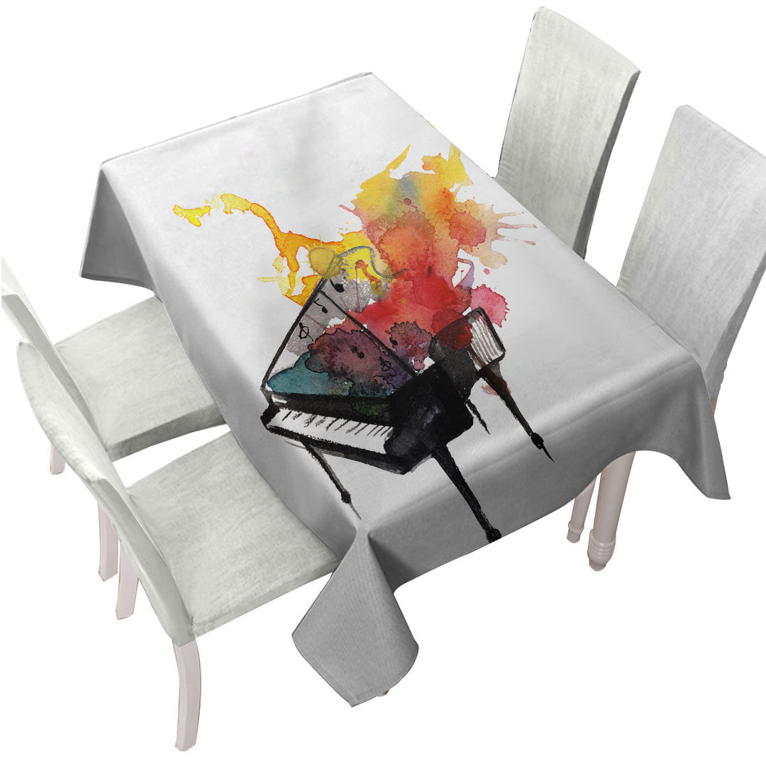 Piano on Fire Art Tablecloths