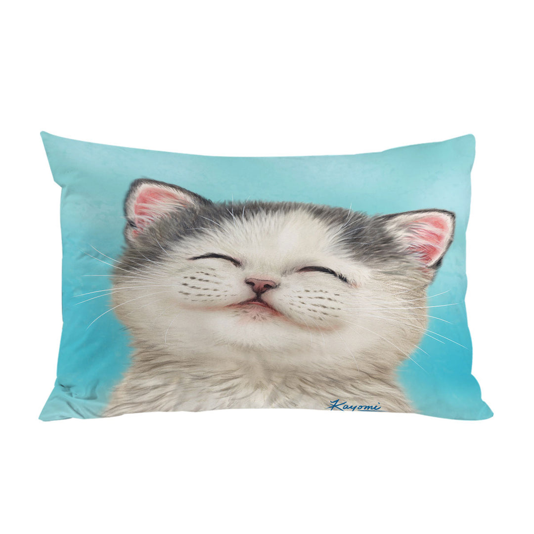Pillow Case Covers with Adorable Smiling Kitten for Kids