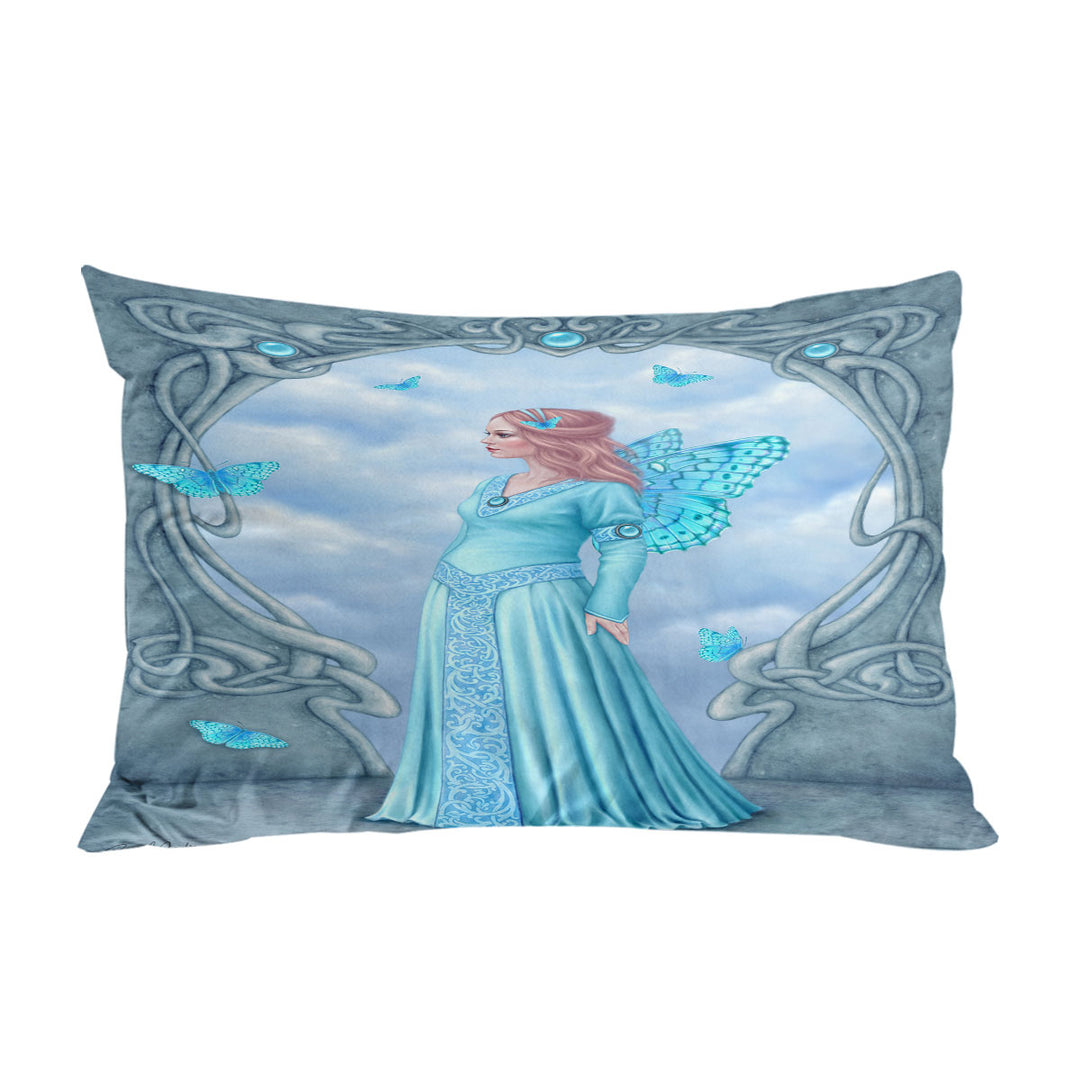 Pillow Case Covers with Butterflies and Blue Aquamarine Butterfly Girl