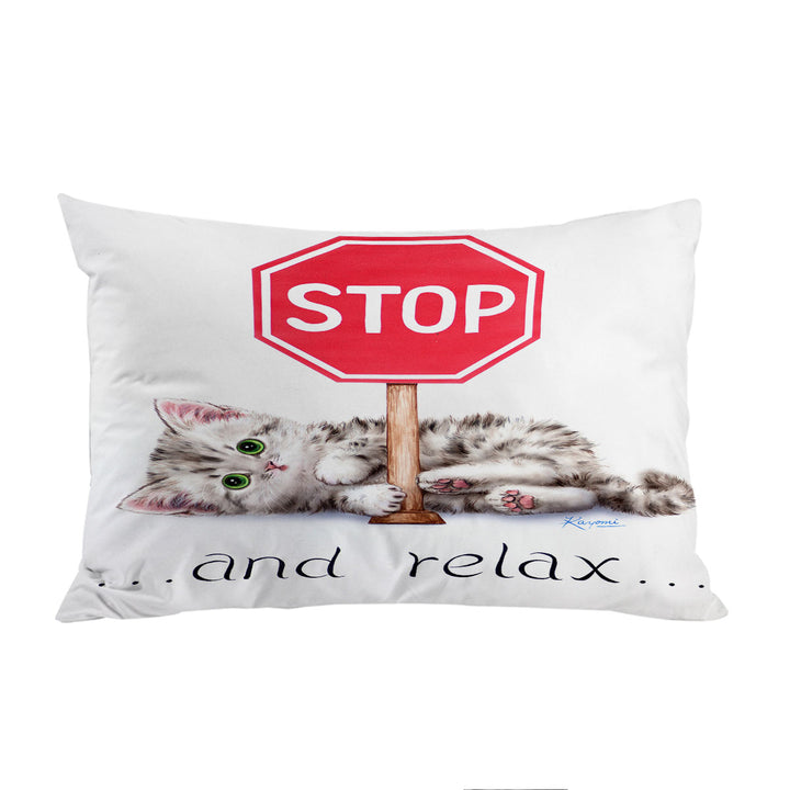 Pillow Case Covers with Cool Cats Encouraging Quote Cute Kitten
