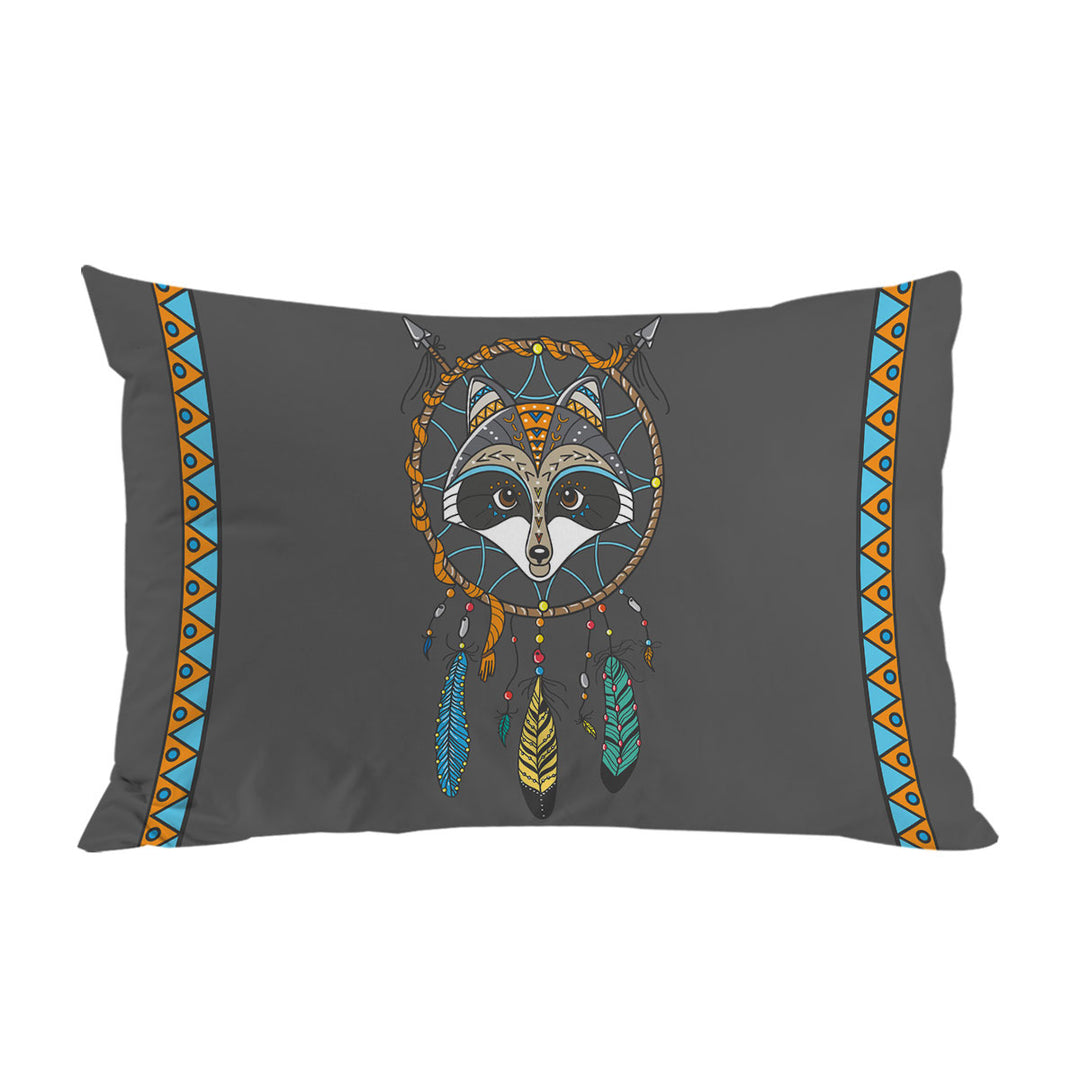Pillow Case Covers with Cute Native Raccoon Dream Catcher for Kids