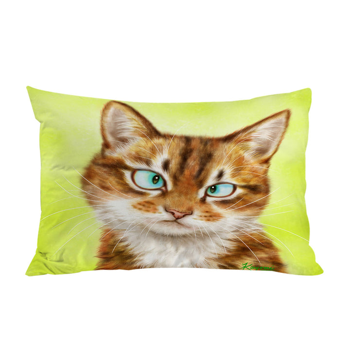 Pillow Case Covers with Funny Cat Drawings Upset Gingal Kitty