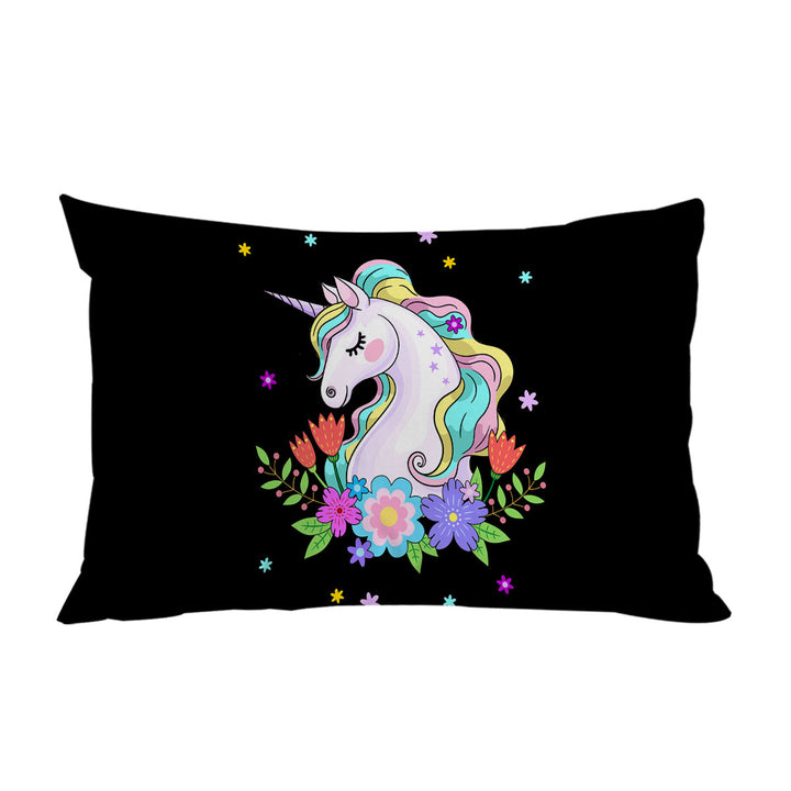 Pillow Case Covers with Girlish Flowers and Unicorn