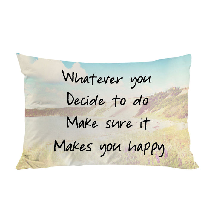 Pillow Case Covers with Inspiring Quote over Lake