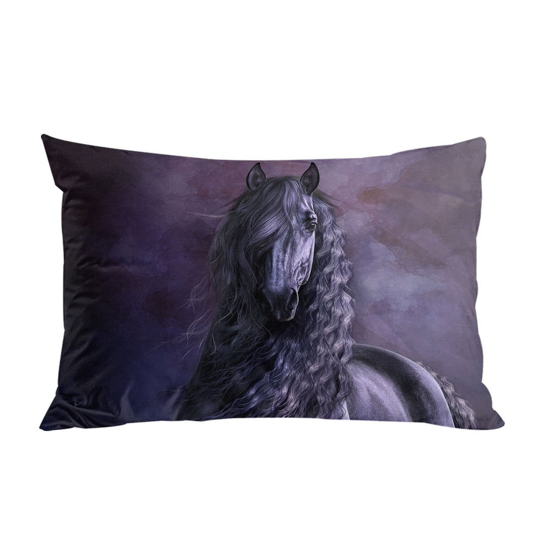 Pillow Case Covers with Noble Horse the Black Shadow Horses Art