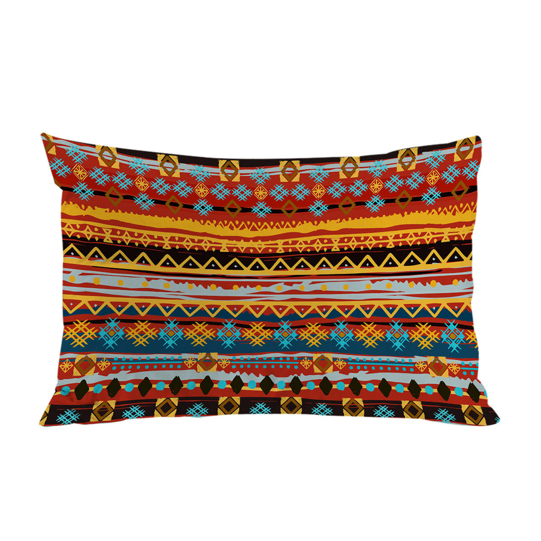 Pillow Case Covers with Red and Yellow African Design