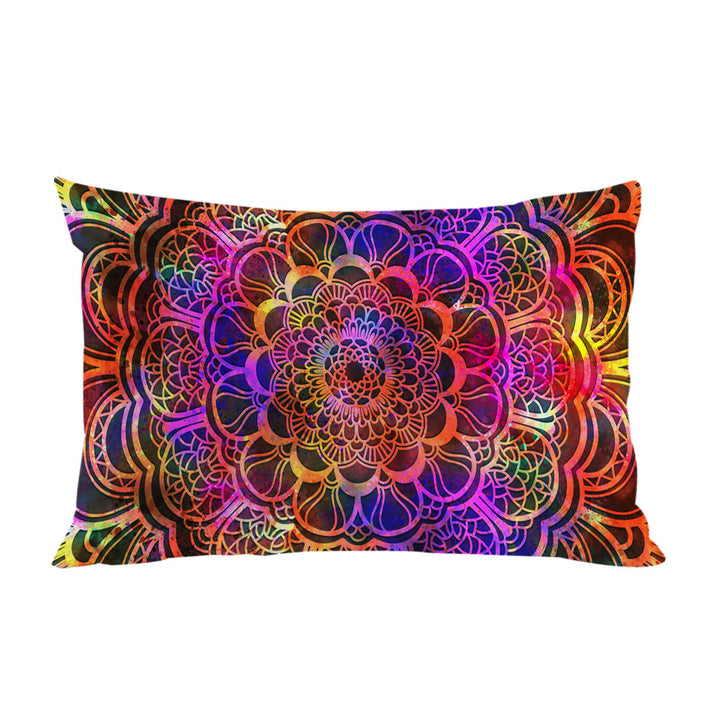 Pillow Case Covers with Red to Purple Oriental Mandala