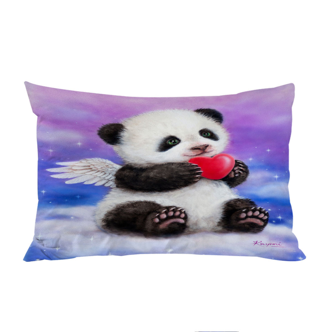 Pillow Cases with Animal Drawing Cute Panda Heart Angel