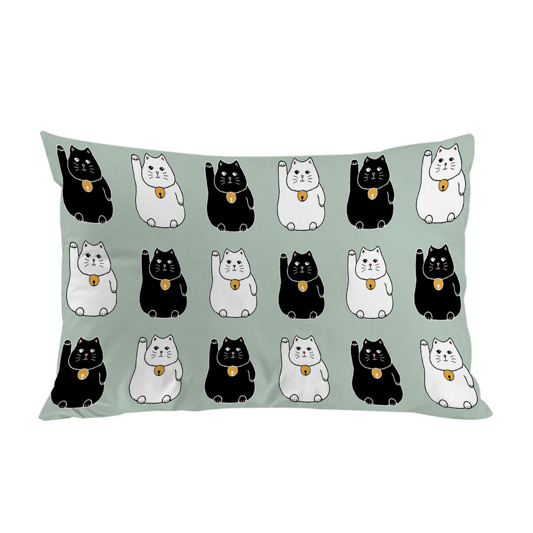 Pillow Cases with Black and White Lucky Cats