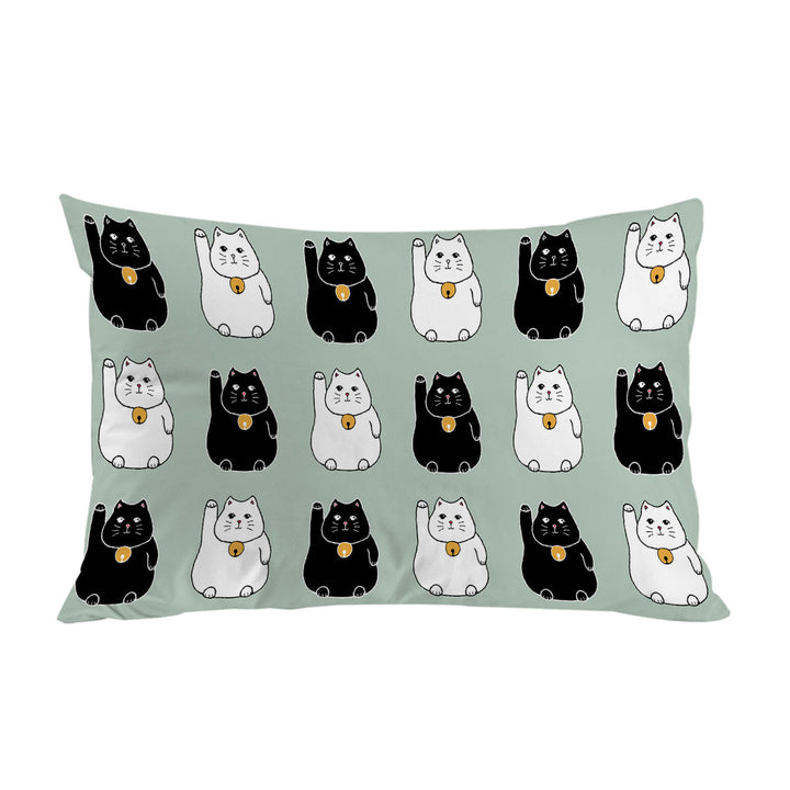 Pillow Cases with Black and White Lucky Cats