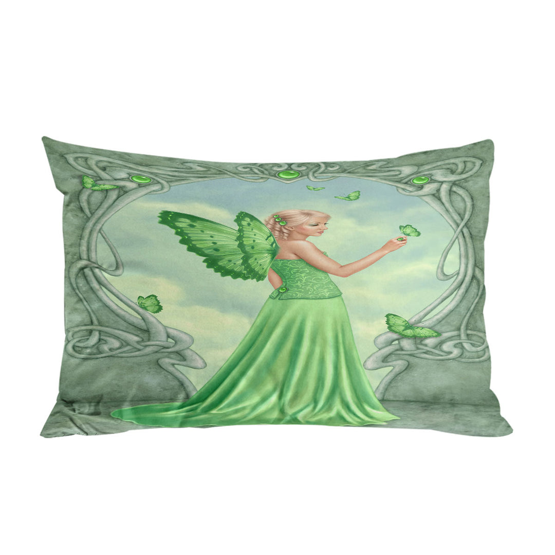 Pillow Cases with Butterflies and Green Peridot Butterfly Girl