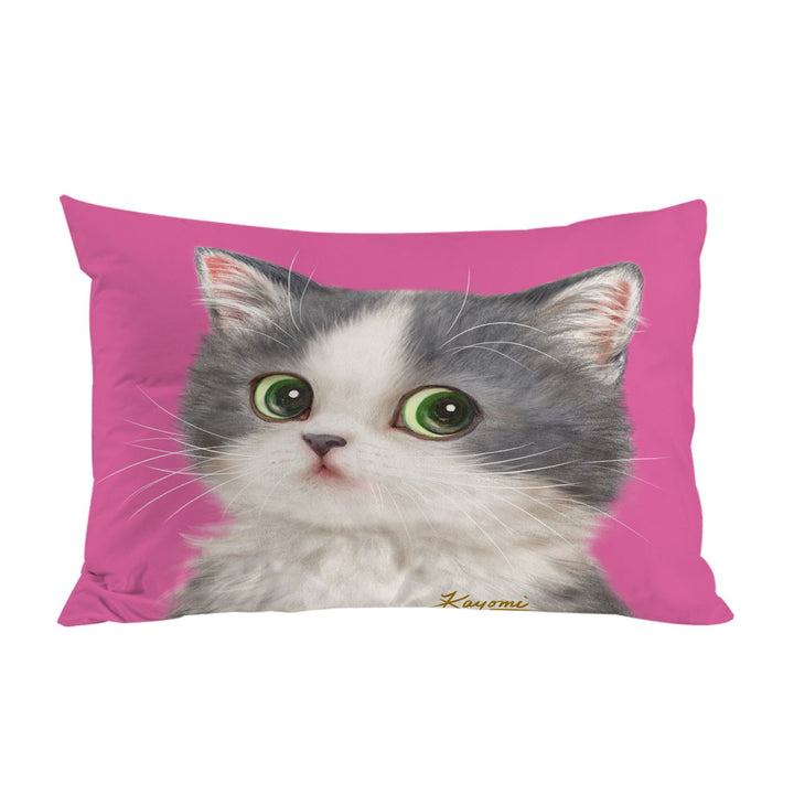 Pillow Cases with Cats Art Adorable Shy Kitten Over Pink