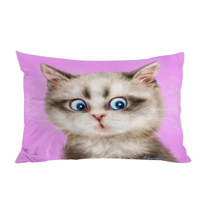 Pillow Cases with Cats Cute and Funny Faces Amazed Kitten