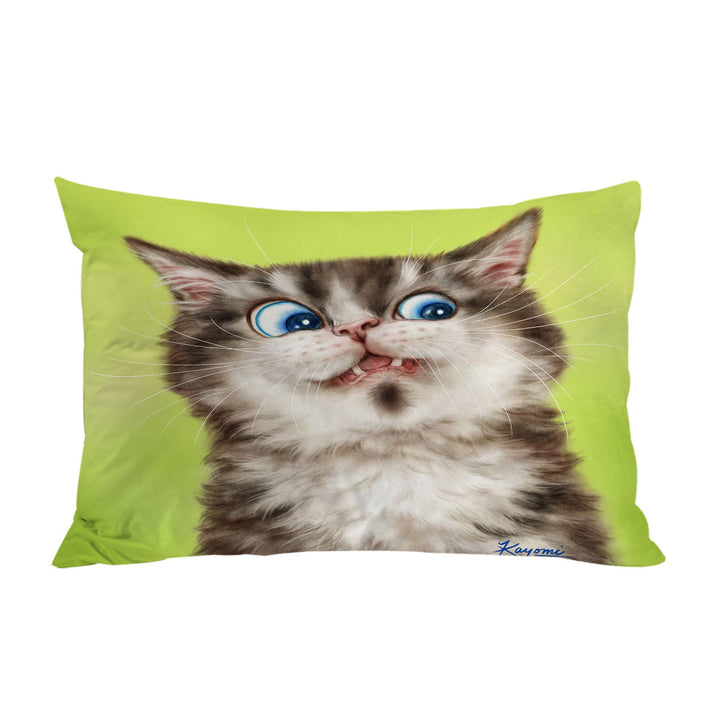 Pillow Cases with Cats Cute and Funny Faces the Flinching Kitten