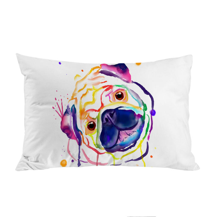Pillow Cases with Colorful Painted Pug