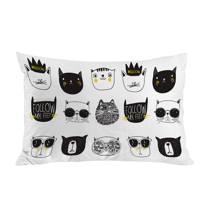 Pillow Cases with Cool Black and White Cat Faces