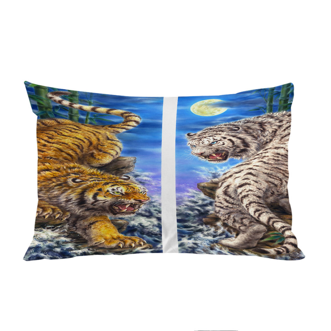 Pillow Cases with Cool Yin and Yang Orange Tiger vs White Tiger