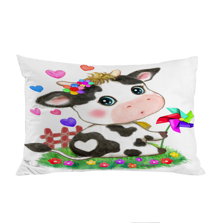 Pillow Cases with Cute Drawings for Kids Little Moo Heart Cow