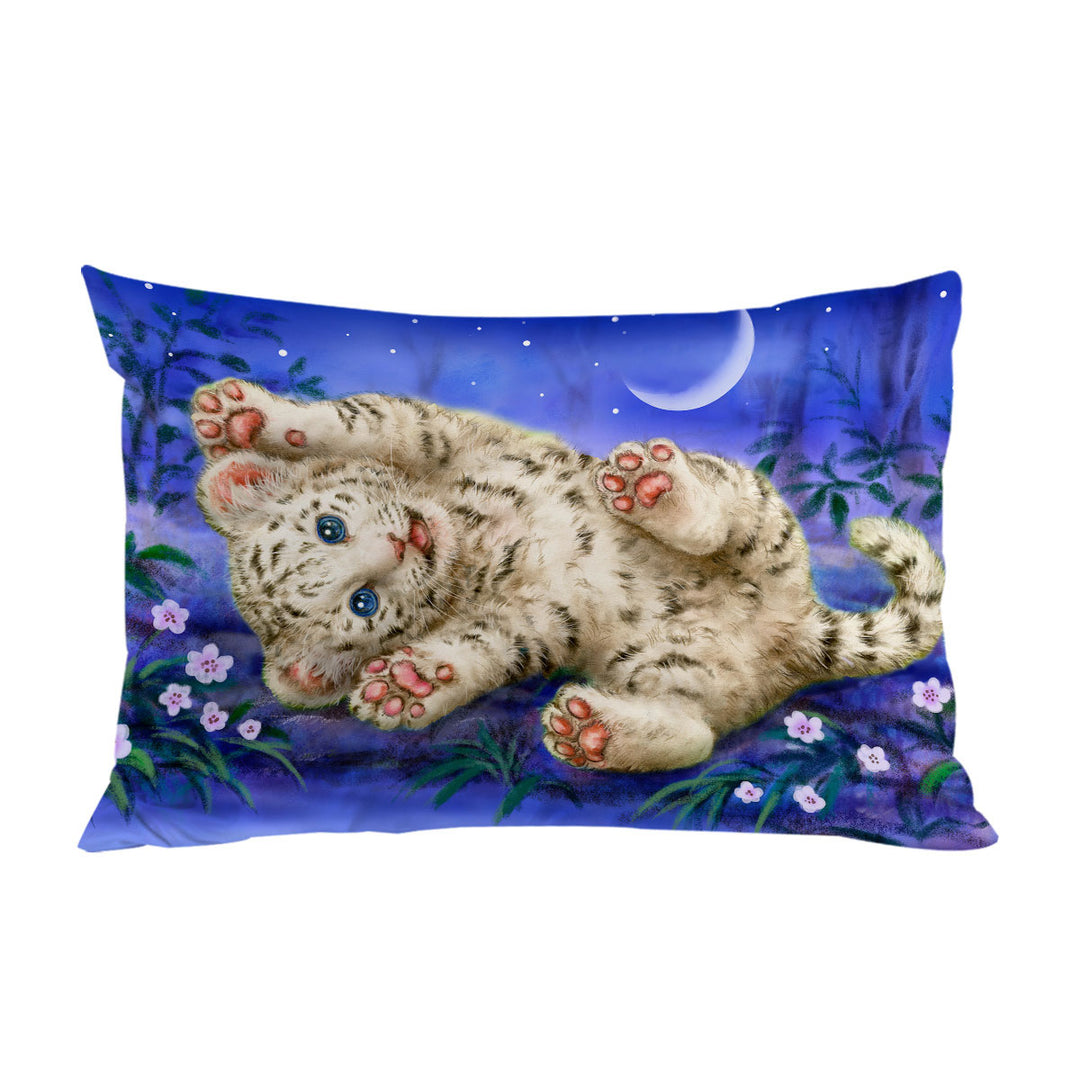 Pillow Cases with Cute Painting for Kids Baby White Tiger
