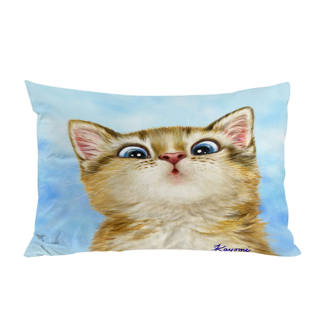 Pillow Cases with Kids Cats Designs Sweet Confused Kitten