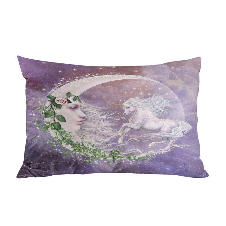Pillow Cases with Moonicorn Fantasy Art the Moon and Unicorn