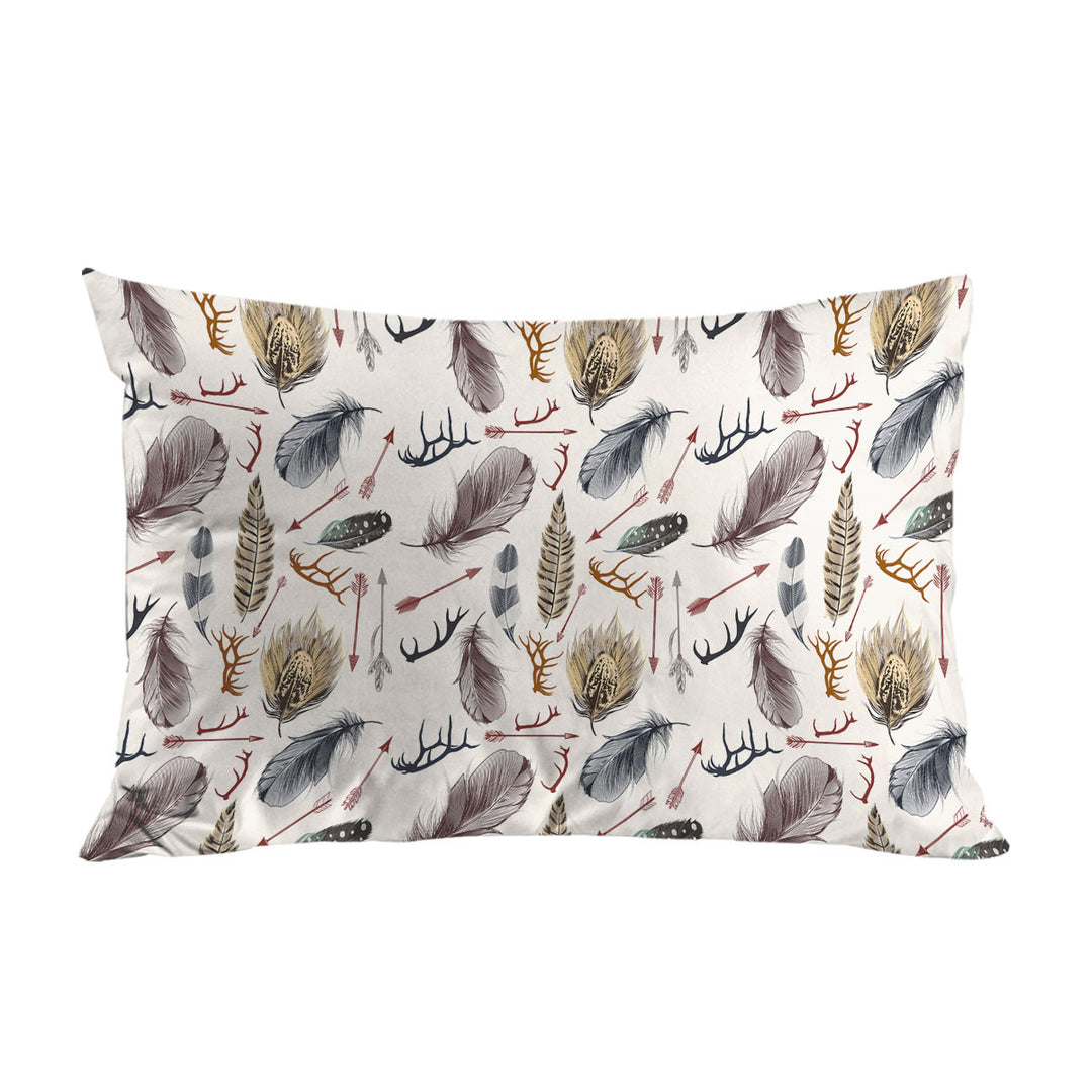 Pillow Cases with Native Pattern Deer Antlers Arrows and Feathers