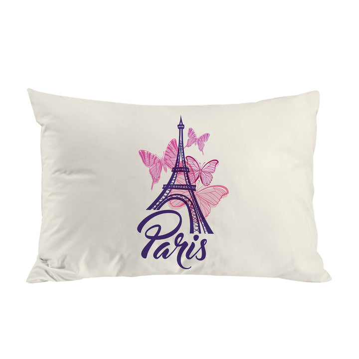 Pillow Cases with Pink Butterflies and Paris Eiffel Tower