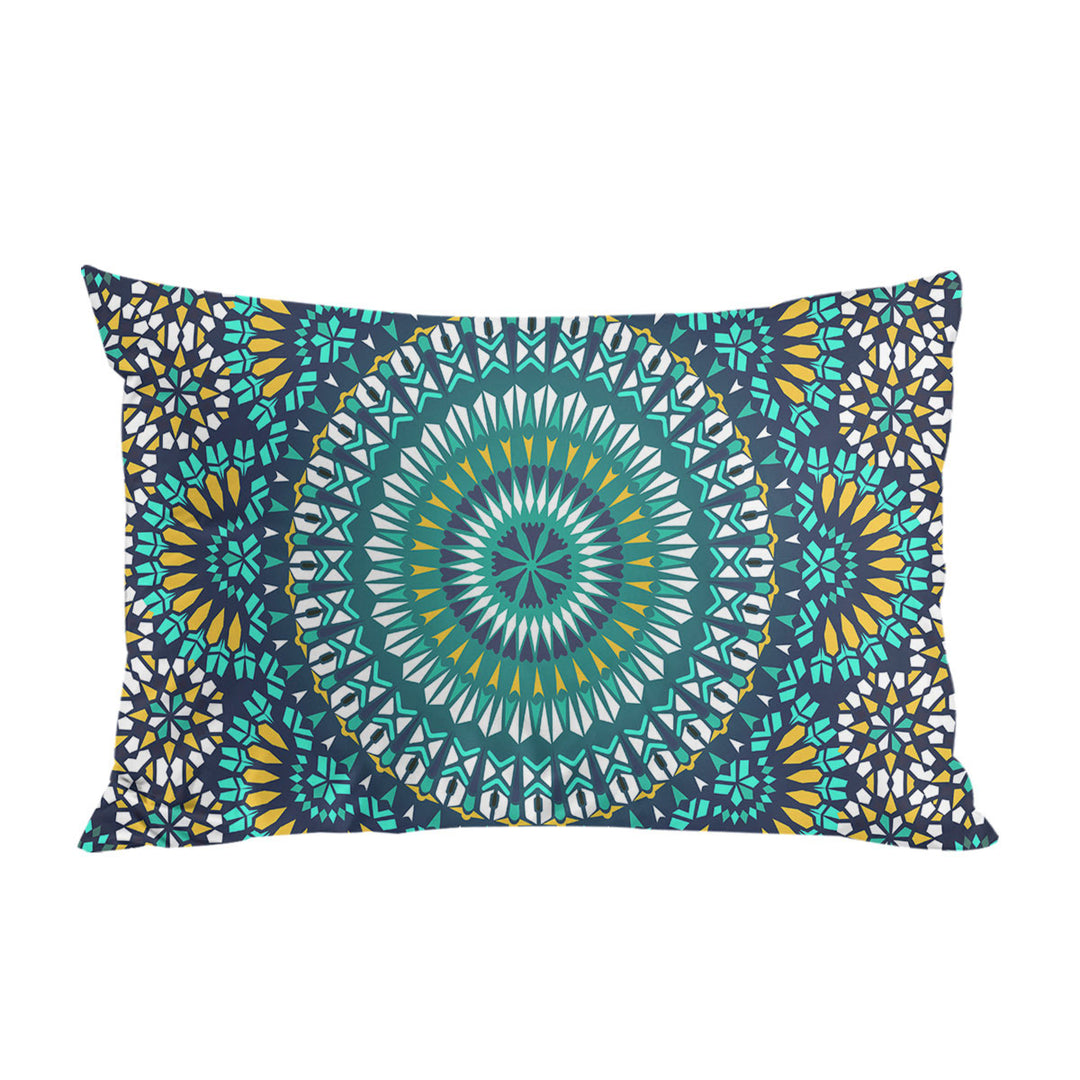 Pillow Cases with Turquoise White and Yellow Mandala