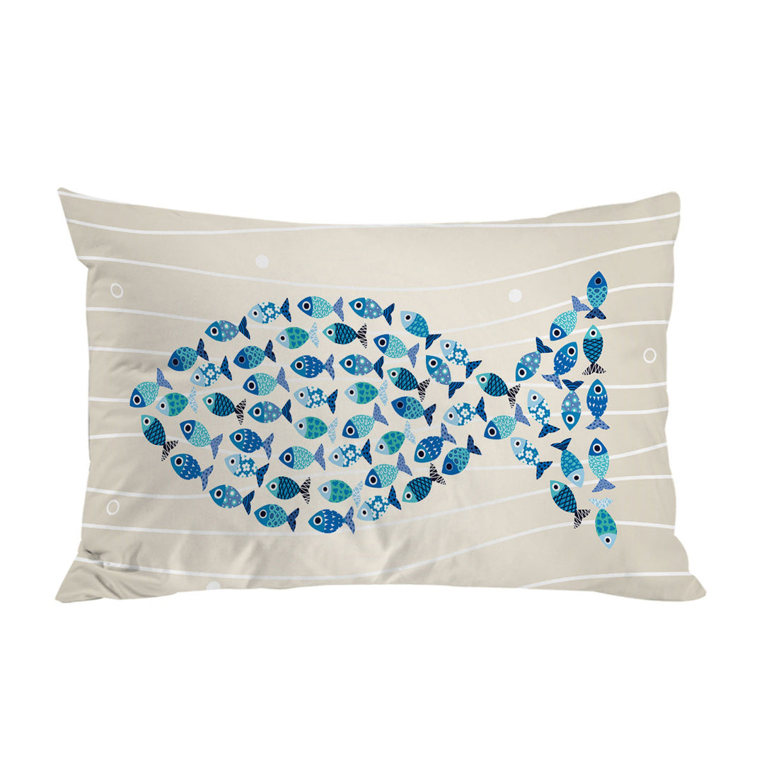Pillow Cases with Unique Blue Turquoise Fish of Fish