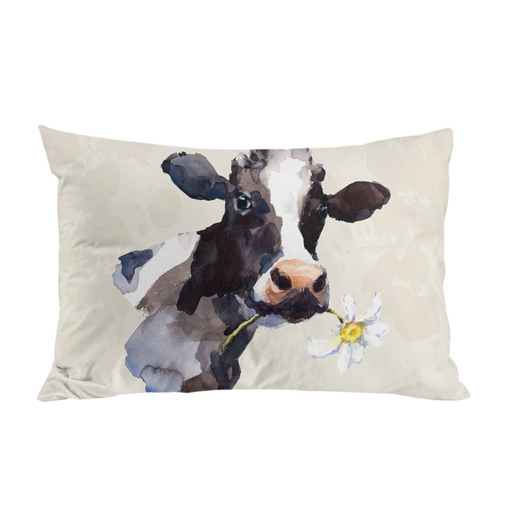 Pillow Cases with White Flower Cow