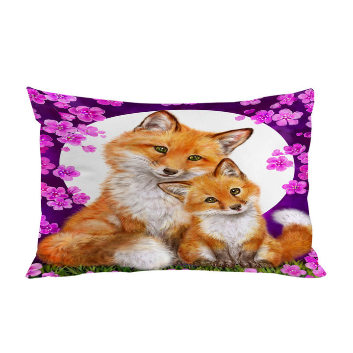 Pillow Cases with Wild Animals Art Flowery Nights Foxes