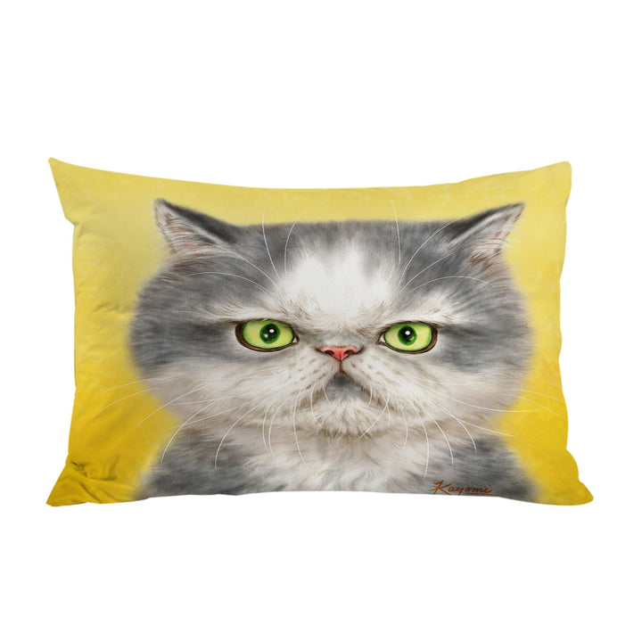 Pillowcase with Angry Grey Kitten Cats Art Drawings