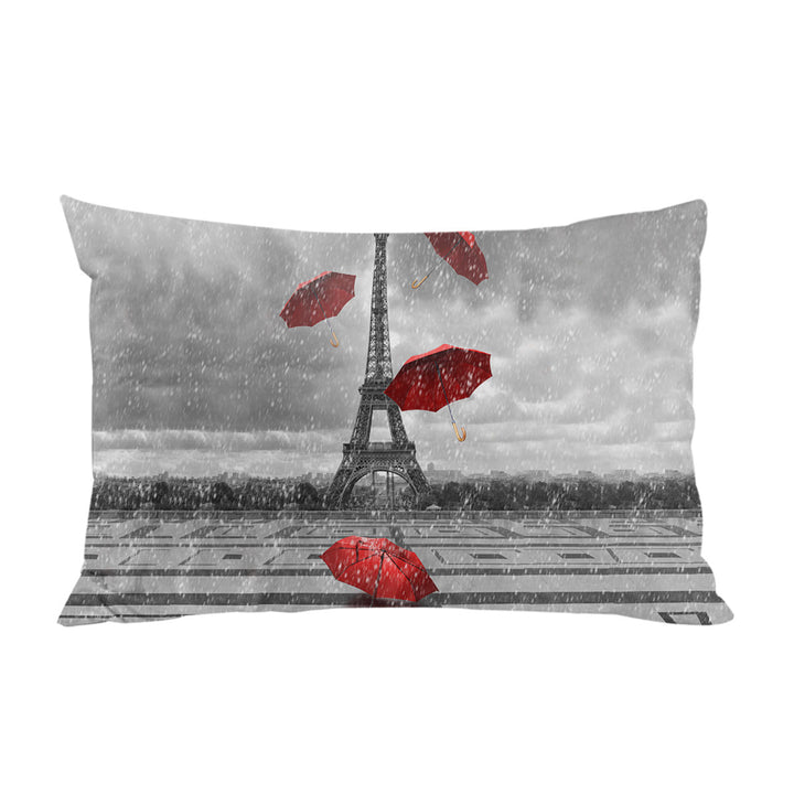 Pillowcase with Artistic Photo Eiffel Tower VS Red Umbrellas