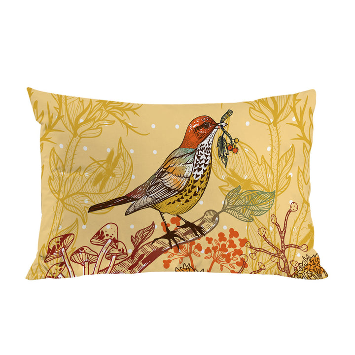 Pillowcase with Autumn Colored Bird