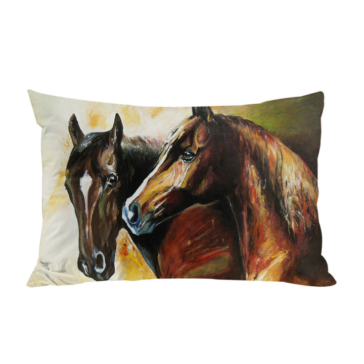 Pillowcase with Brown Painted Horses